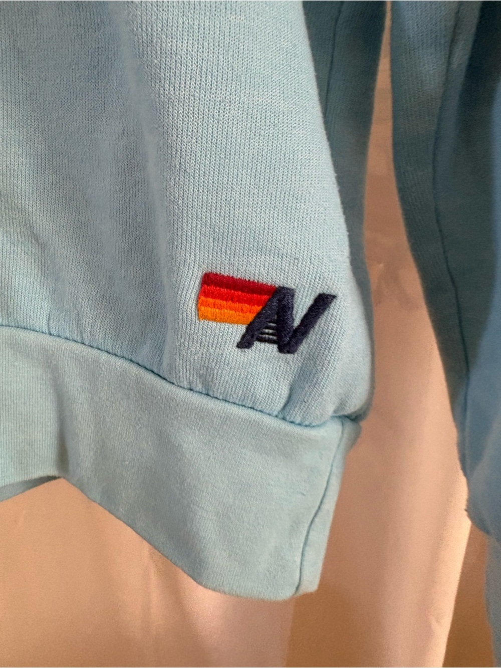 Aviator Nation Sky Blue Crewneck with Pink Lightning Graphic - Picture 5 of 8
